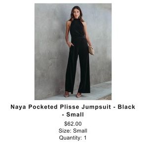 NWT VICI Black Jumpsuit NAYA POCKETED PLISSE JUMPSUIT - BLACK